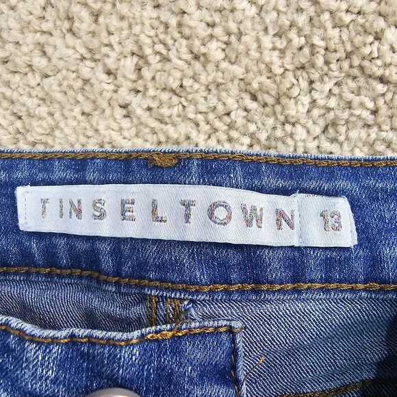 Tinseltown Juniors' High Rise Straight Leg Distressed Medium Wash Jeans Size 13 - Picture 5 of 15